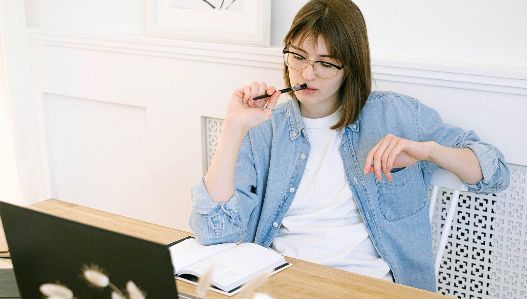 woman working in home office